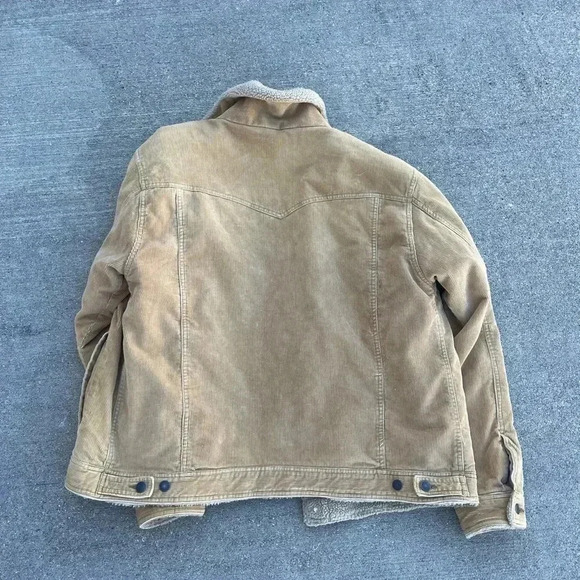 Aeropostale Vintage Corduroy + Sherpa Jacket Beige Yellowstone Dutton 90s - Picture 5 of 6